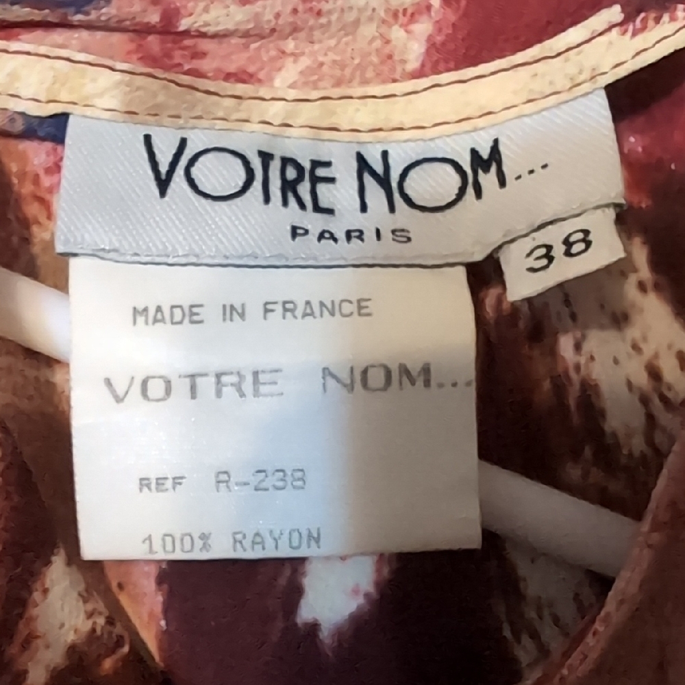 Vintage 90's Votre Nom Maroon Cream And Blue Floral Maxi Dress Made In France 38 - Picture 2 of 4